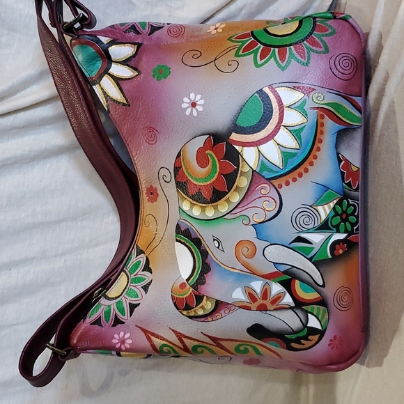 Anuschka floral elephant adjustable strap nwt leather bag - Picture 1 of 10